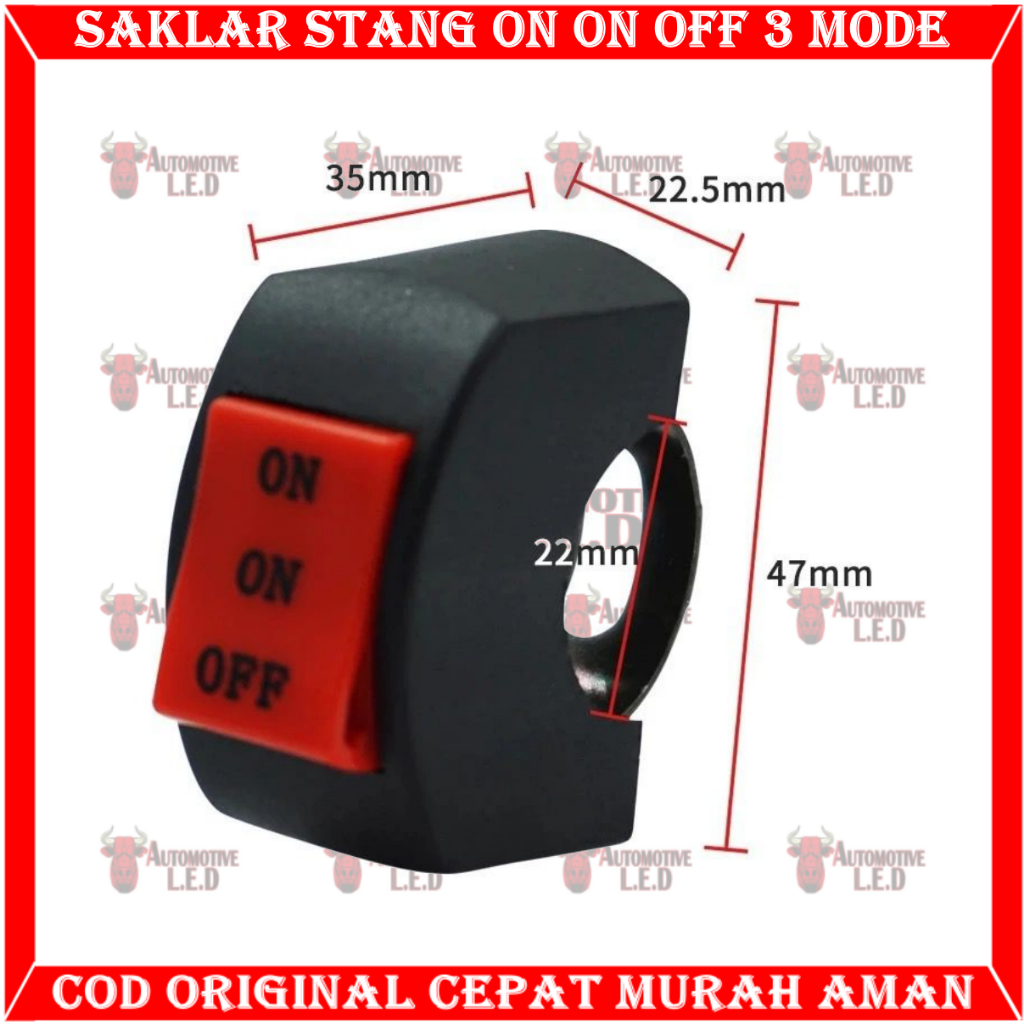 saklar stang on on off multi fungsi 3mode biasa buat lampu 2warna