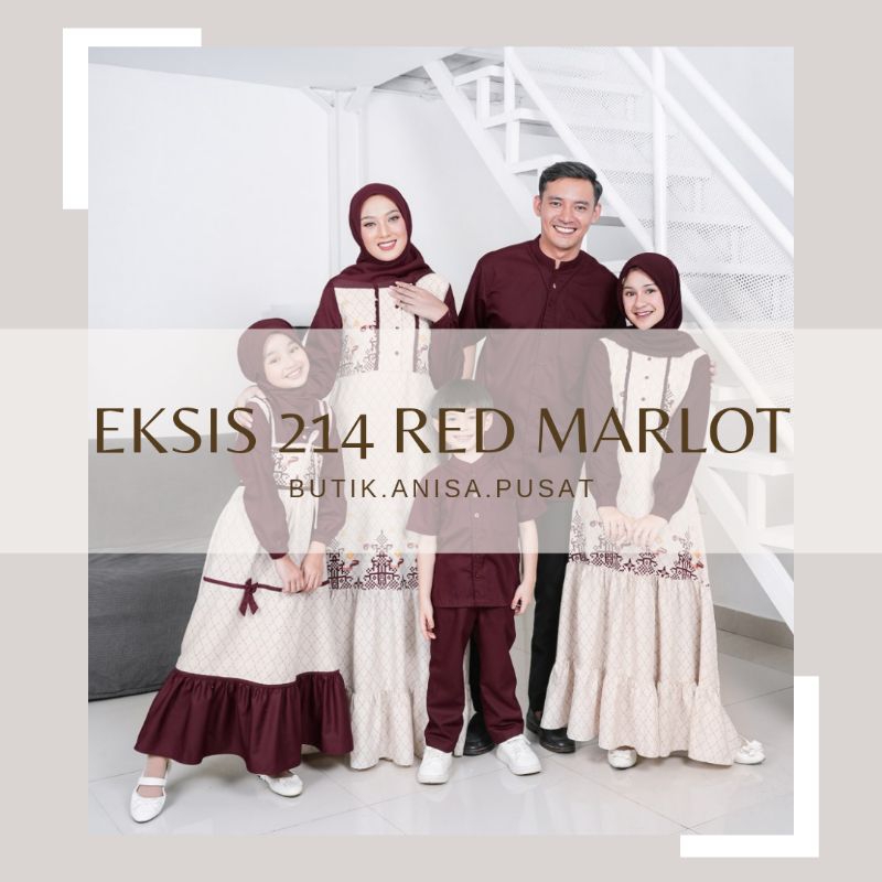 Sarimbit Keluarga Seply 2023 Eksis 214 Red Marlot (Gamis Meyra 145, Koko Kaseo 187, Gamis Anak Selia 132, Koko Anak Kliko 135)