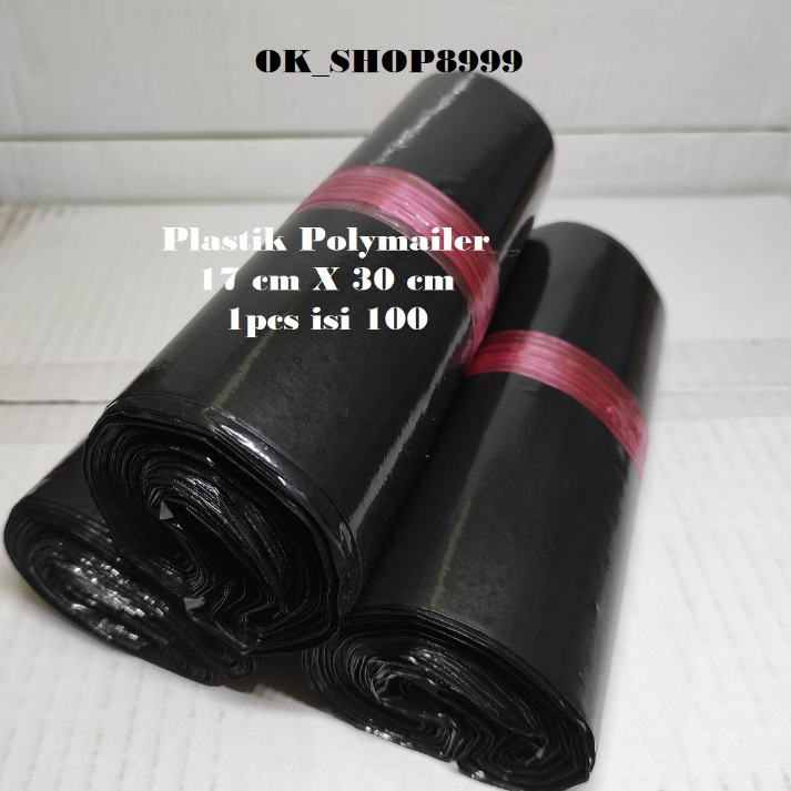 

Plastik Polymailer Hitam LDPE (17x30) isi 100 pcs - Polymailer Lem