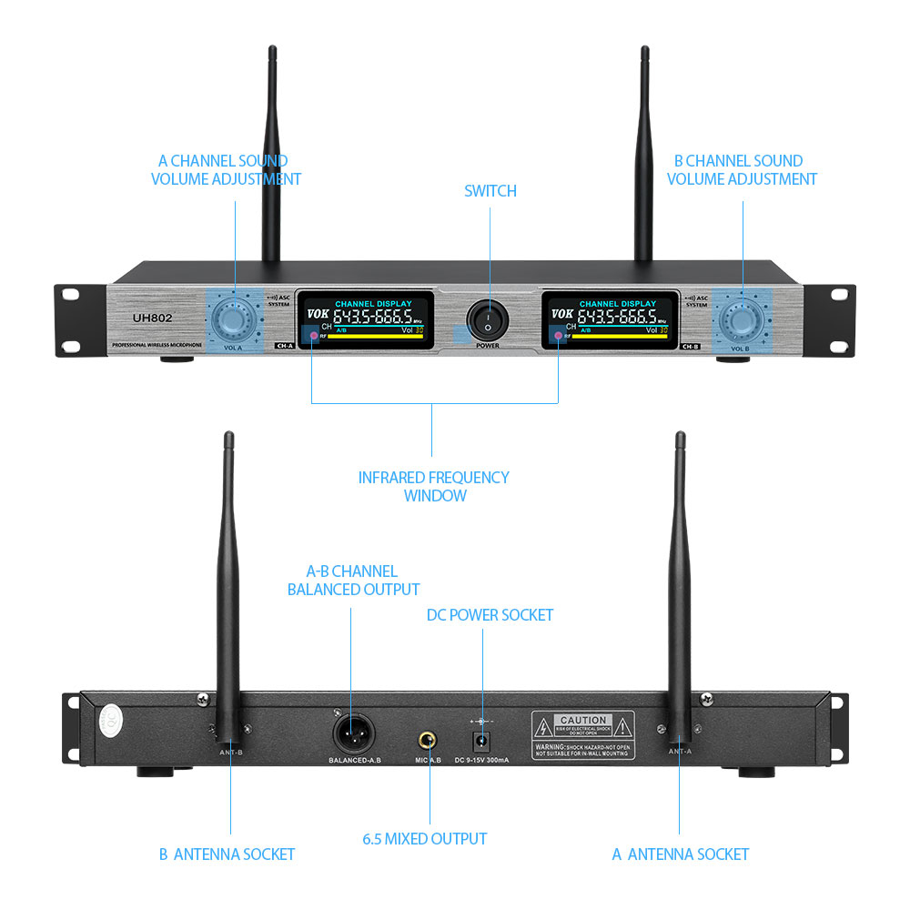 Mikrofon nirkabel satu-dua profesiona SH802/UH802 Uband FM KTV Uband bernyanyi hiburankeluarga/pelatihan ceramah/aktivitas kuilbernyanyi secara langsung, adeganpernikahan, COD anti peluit MIC