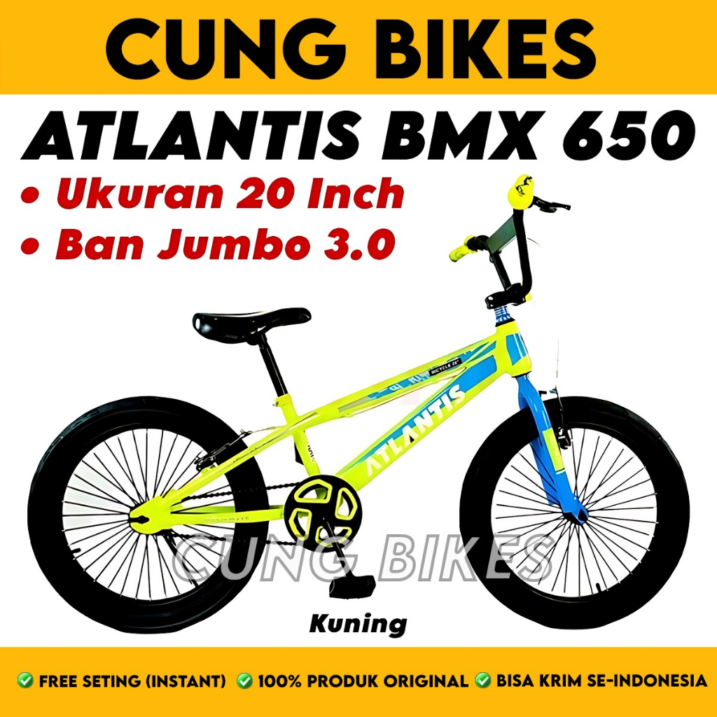Sepeda Anak Laki BMX ATLANTIS 650 Ukuran 20 Inch Ban Jumbo 3.0