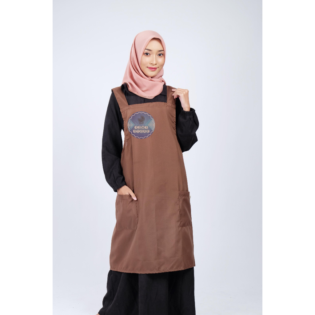 Apron/Celemek Masak Model Y Strap kain POLOS Modern Kekinian Ala Korea Estetik Bahan Katun Polymicro Disperse Halus Lembut by Ismi Store