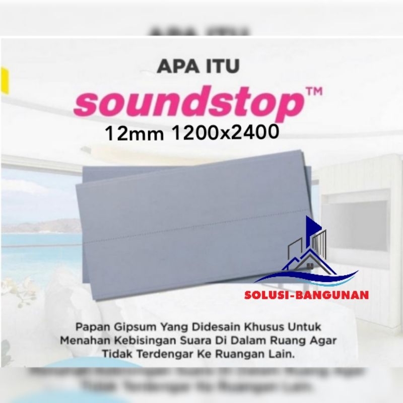 Gypsum soundstop 12mm 1200x2400/gypsum kedap suara/gipsum sound/plafon/partisi