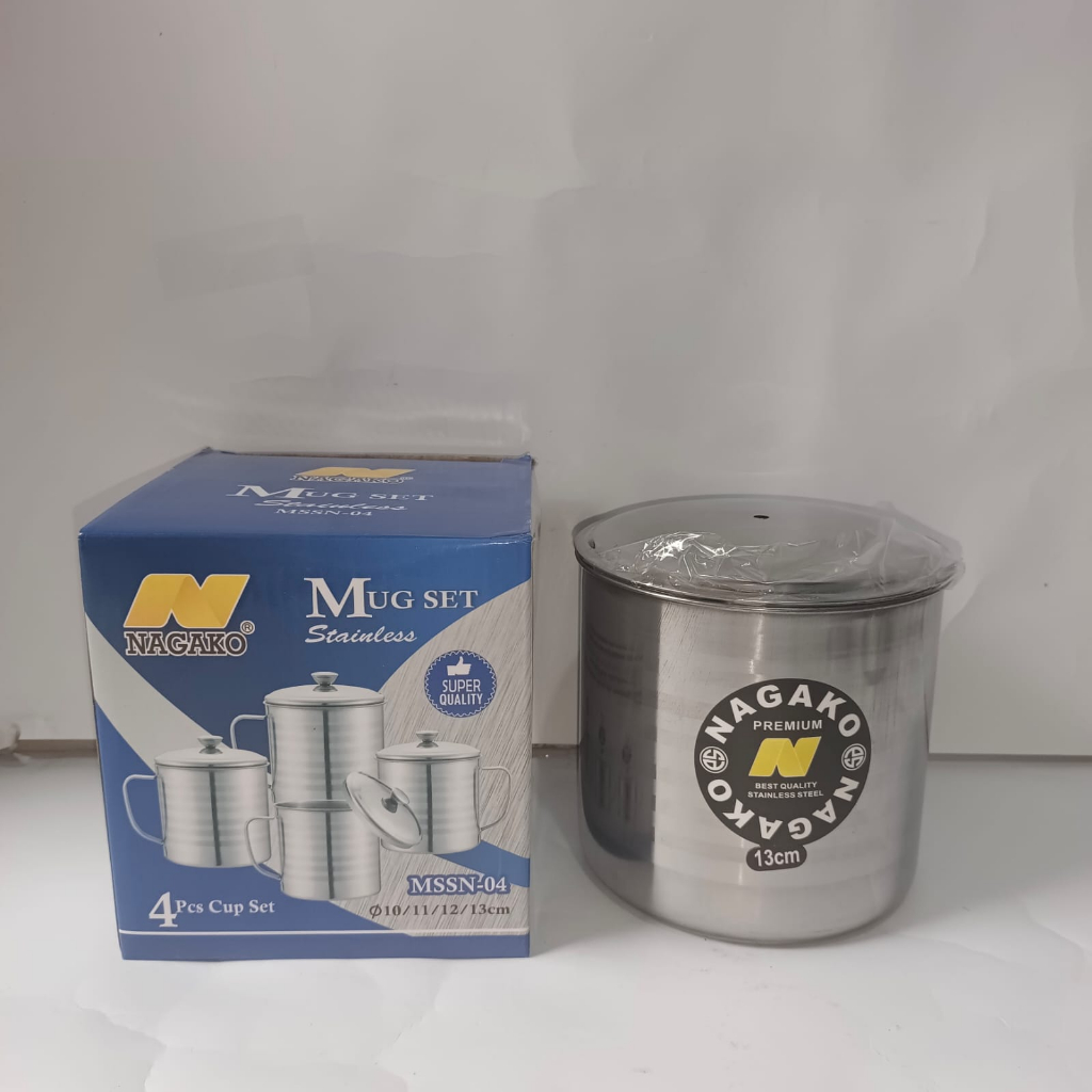 Mug set stainless Nagako / mug gelas cangkir set stainless isi 4 pcs