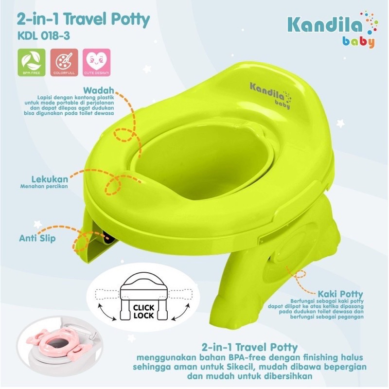 Kandila Travel Potty 2in1 Pispot Anak Pispot Portable Pispot Travelling