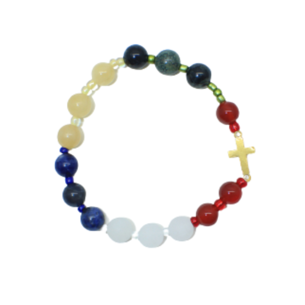 Shambhala Crystal Gemstone - Rosario 5 Benua Salib Gold Charm