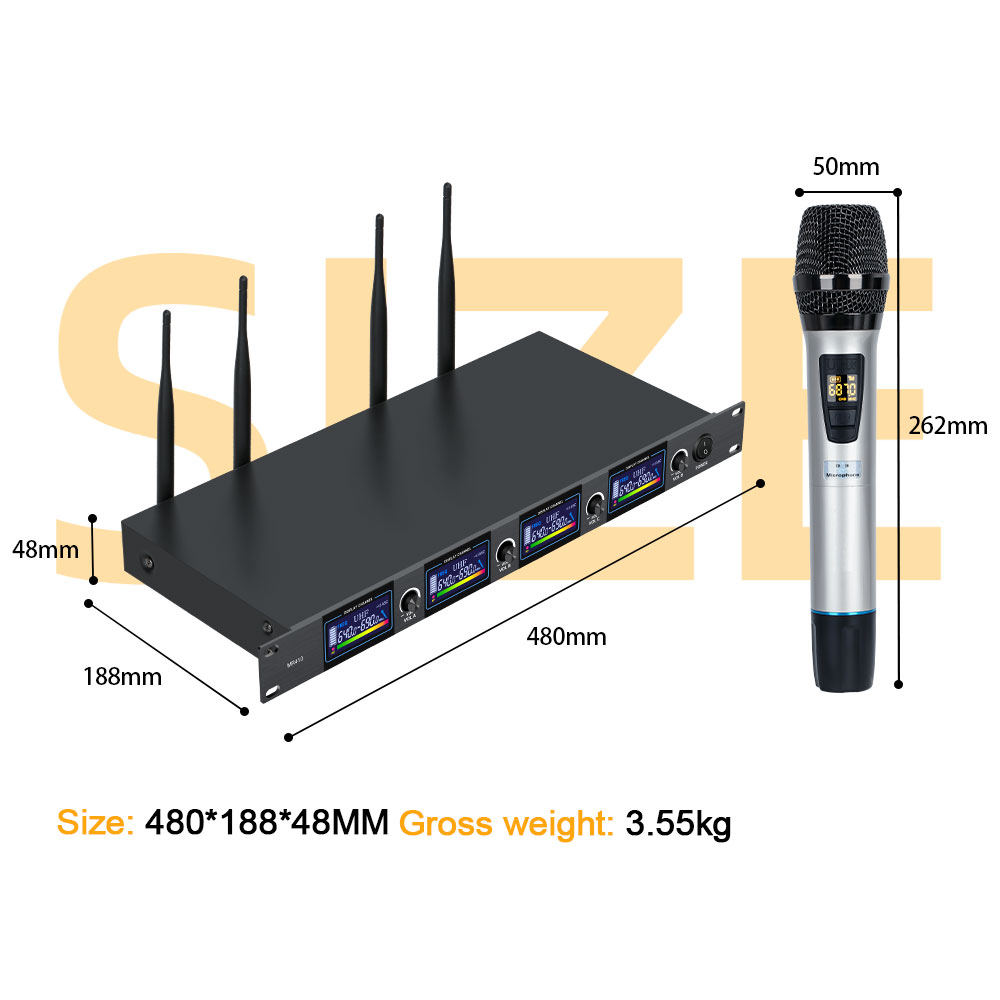 NEW BAXS Mikrofon genggam nirkabel MR410 asli satu derek dua UHF yangdapat disetel untuk nyanyian keluarga,karaoke, acara besar, siaran langsung.mikrofon berkualitas tinggi yang disukai