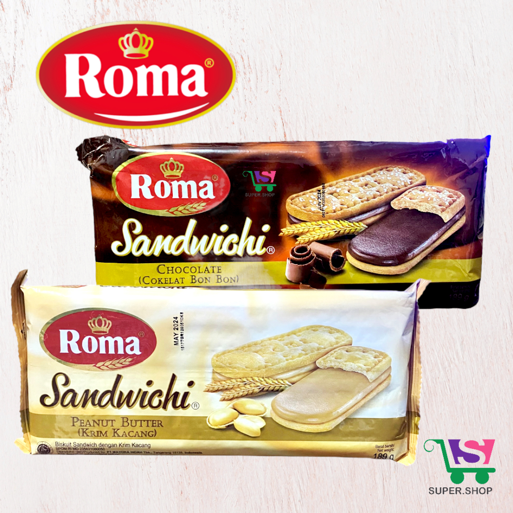 

ROMA Sandwich Sandwichi Chocolate (Cokelat Bon Bon) / Krim Kacang 157 Gram