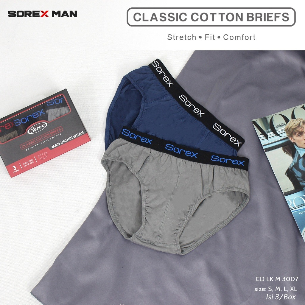 CD Sorex Man LK M 3007 | Celana Dalam Pria Classic Cotton Briefs 1 Box isi