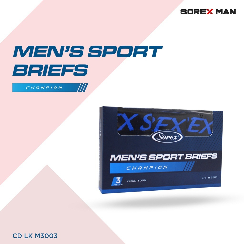 CD Sorex Pria Katun LK M 3003 | Celana Dalam Pria Segitiga 1 Box Isi 3