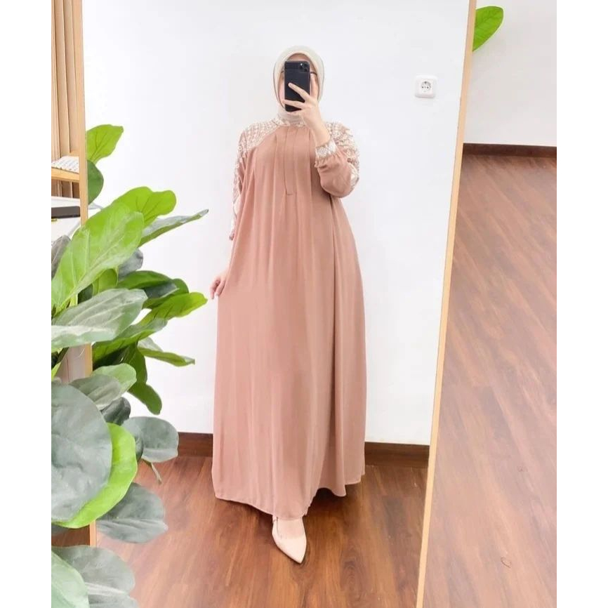 Baju Dress Wanita Terbagus Kekinian 2023 Baju Premium Abaya Ceruty Babydoll Mix Brukat Haily Abaya Terbaru Busui Ld 110 Pj 138 Cm Nyaman Di Pakai Tidak Nerawang
