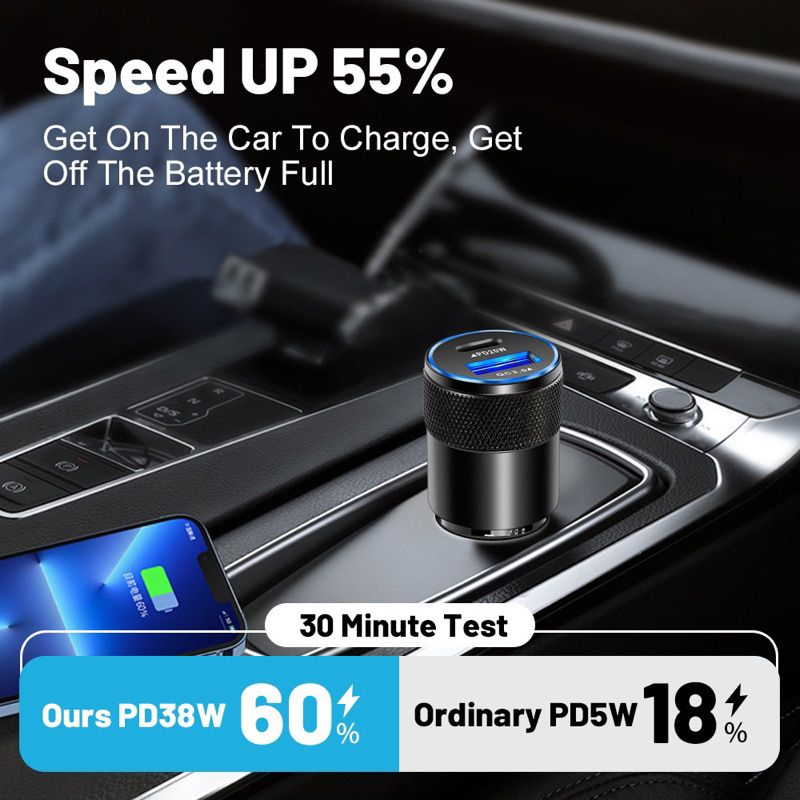 Batok Saver Mobil G-28 38W Quick Charge 3.0 Kualitas Bagus 1 Usb 18W + 1Usb Type C 20W BY SMOLL