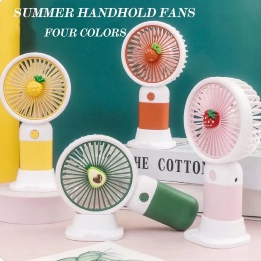 Kipas Karakter Buah Portable Fan Mini Angin Genggam Travel Desktop Set