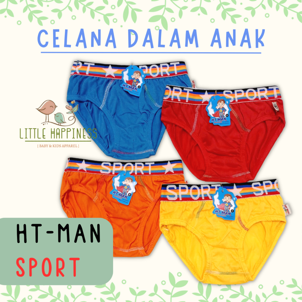 3 PCS HT MAN SPORT Celana Dalam Anak Laki Laki Katun Halus Polos