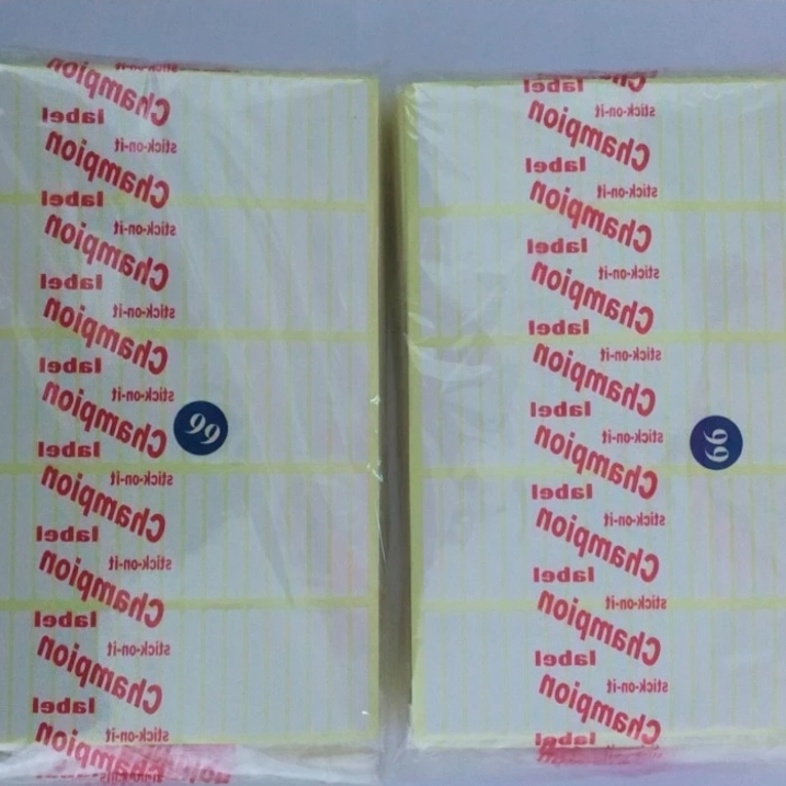 

LABEL STIKER NO 99 MEREK CHAMPION LABEL 99