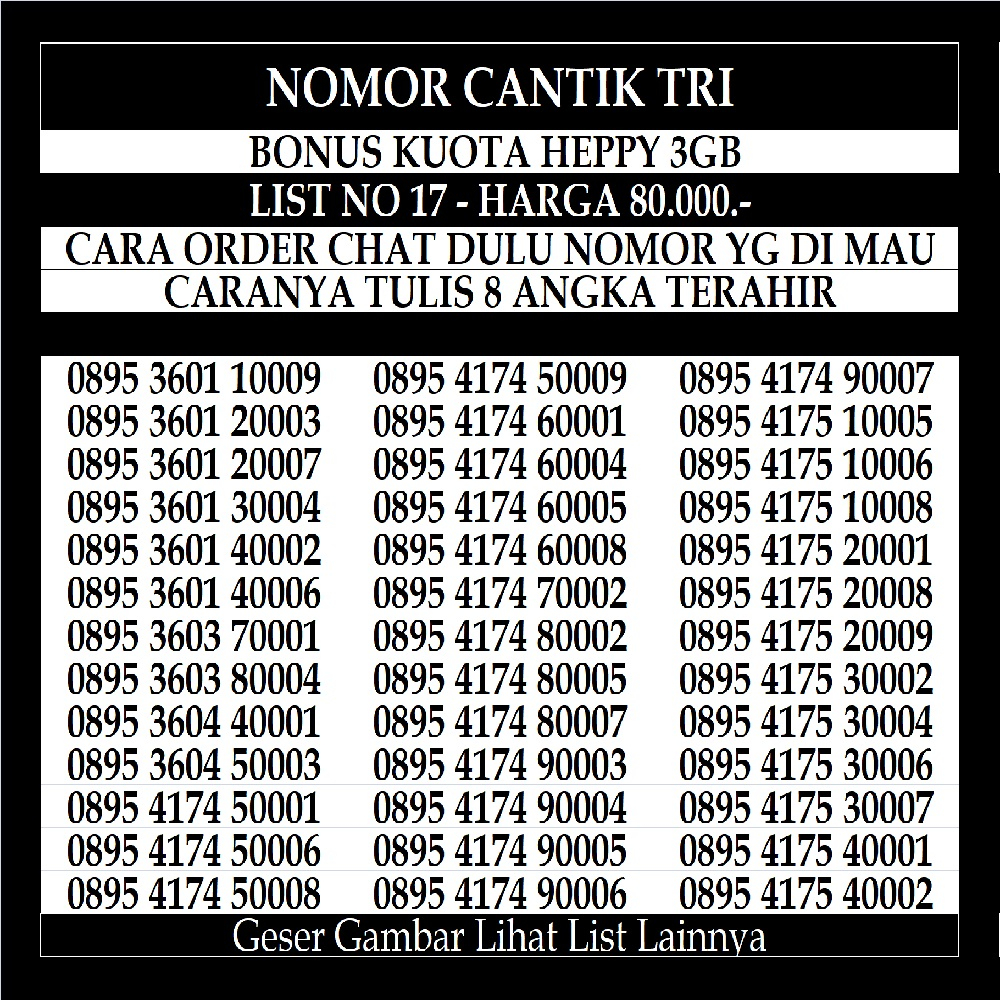 Nomor Cantik Tri 4G LTE Kartu Perdana Three Murah 12 13 Dan 11 Digit