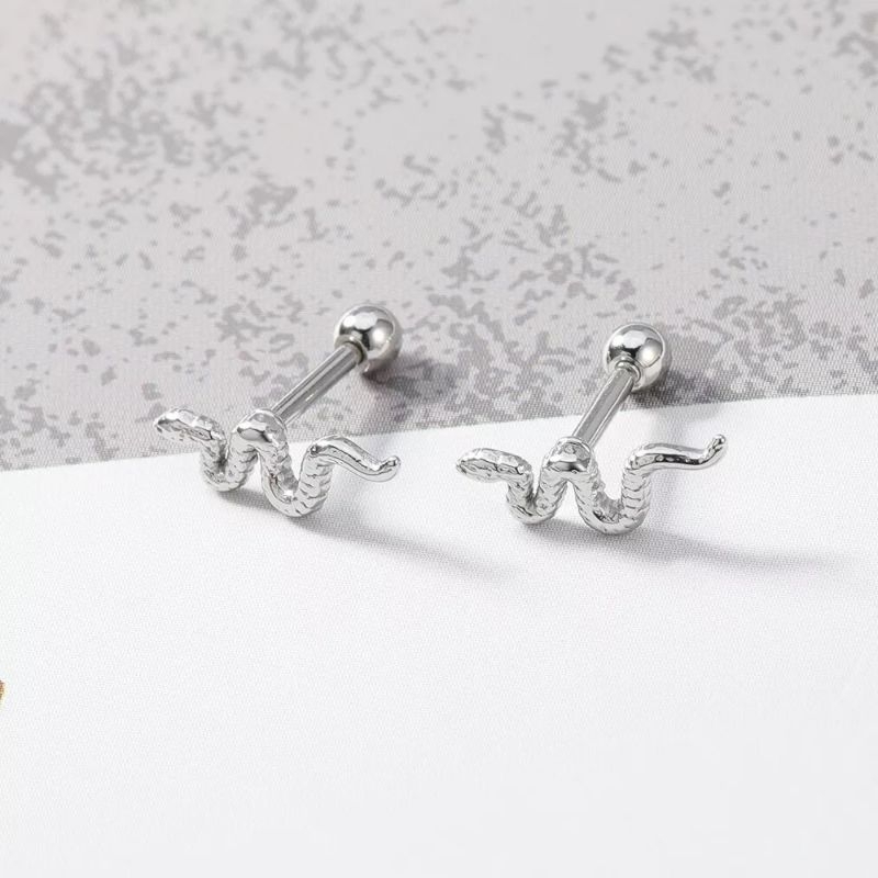terbaru anting ular model barbel / piercing earring Lobe Helix Tragis titanium steel