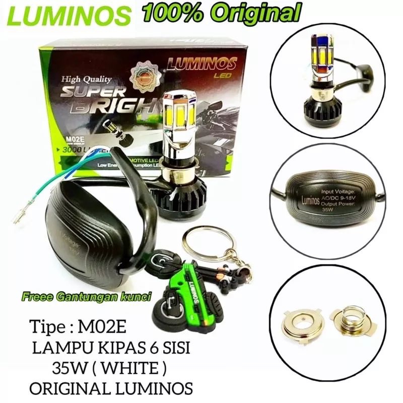 LAMPU LED LUMINOS ORIGINAL 6 SISI LAMPU DEPAN LED AC DC MOTOR MERK LUMINOS