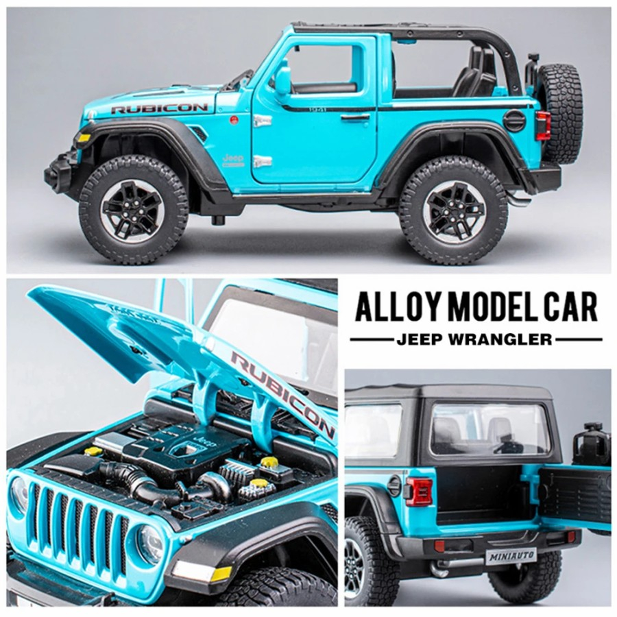 CZ13 - Diecast Mobil Jeep Wrangler Rubicon Pullback Lampu Suara Skala 1:32