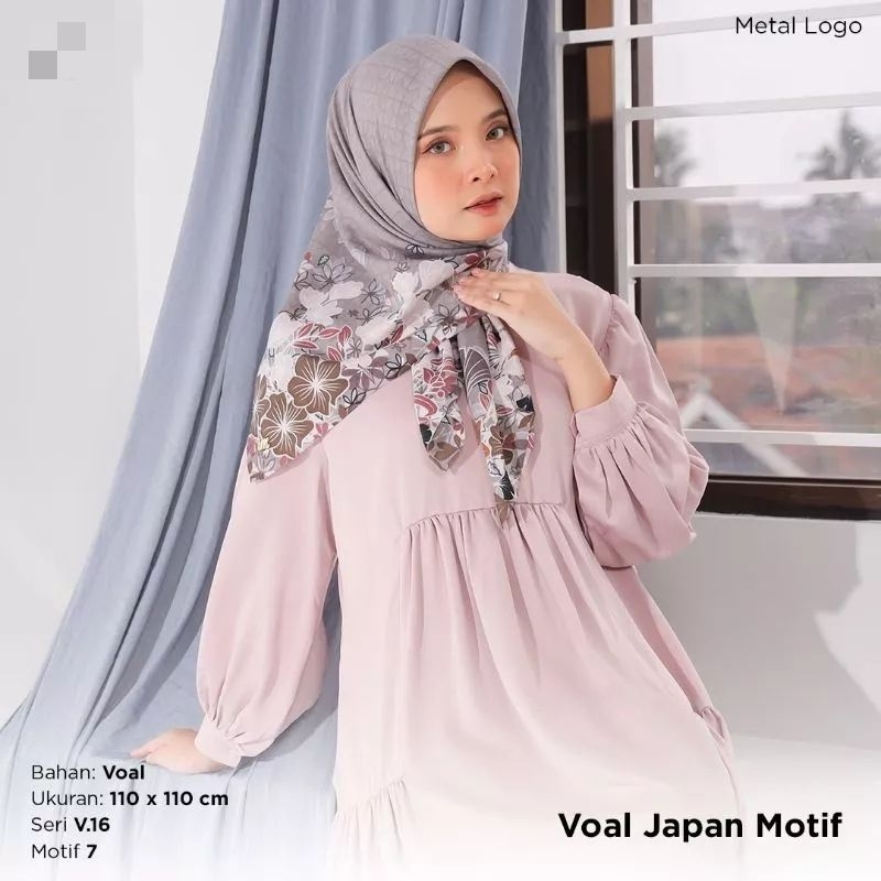 Hijab Umama Voal Japan Motif (Metal Logo) uk.110x110 Laser Cut/Hijab Motif Voal