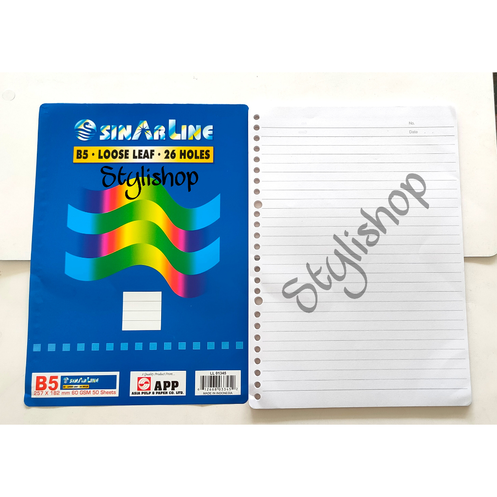 

(ukuran B5 26 Lubang) Loose Leaf, Isi Binder Polos