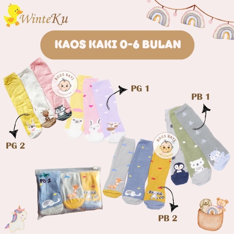 WINTEKU - Long Baby Socks / Kaos Kaki Bayi Panjang Motif