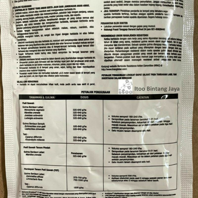 herbisida broadplus 77wp isi 40gram