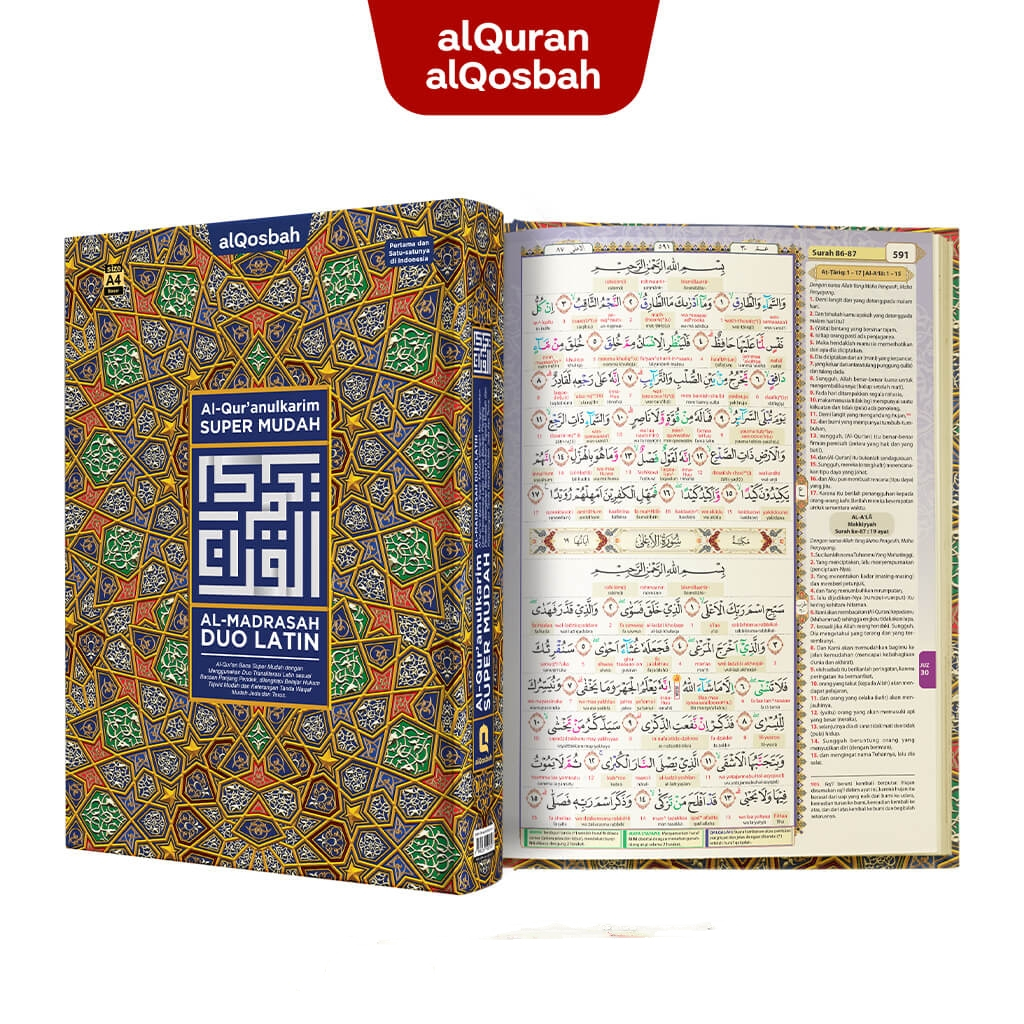 Alquran A4 Duo Latin Almadrasah Terjemahan | Terjemah Perkata Tajwid Warna | Al Quran Alqosbah TERBARU