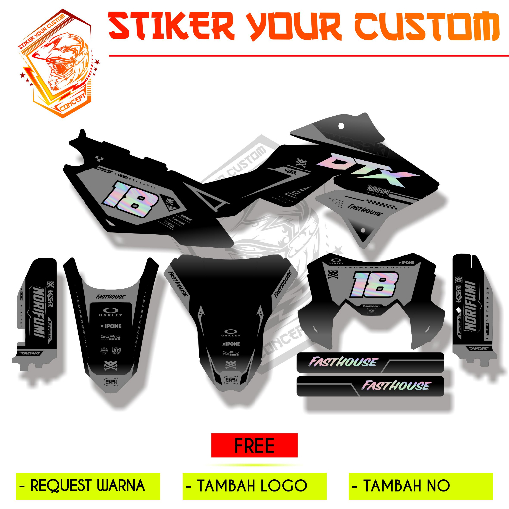 Decal D-TRACKER 150 HITAM ABU SIMPLE FULL BODY