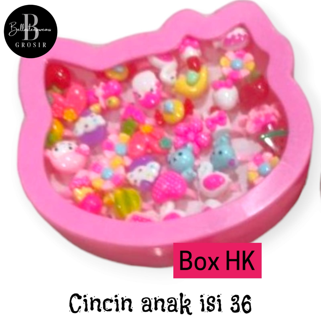 36 PC CINCIN MAINAN ANAK MINI PLASTIK FREE BOX LOVE / KITTY HK IMPORT