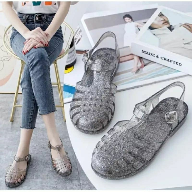 Balance Sandal Jelly Shoes Possession Dewasa  glitter Transparant Import gladiator korea kekinian Anti Slip