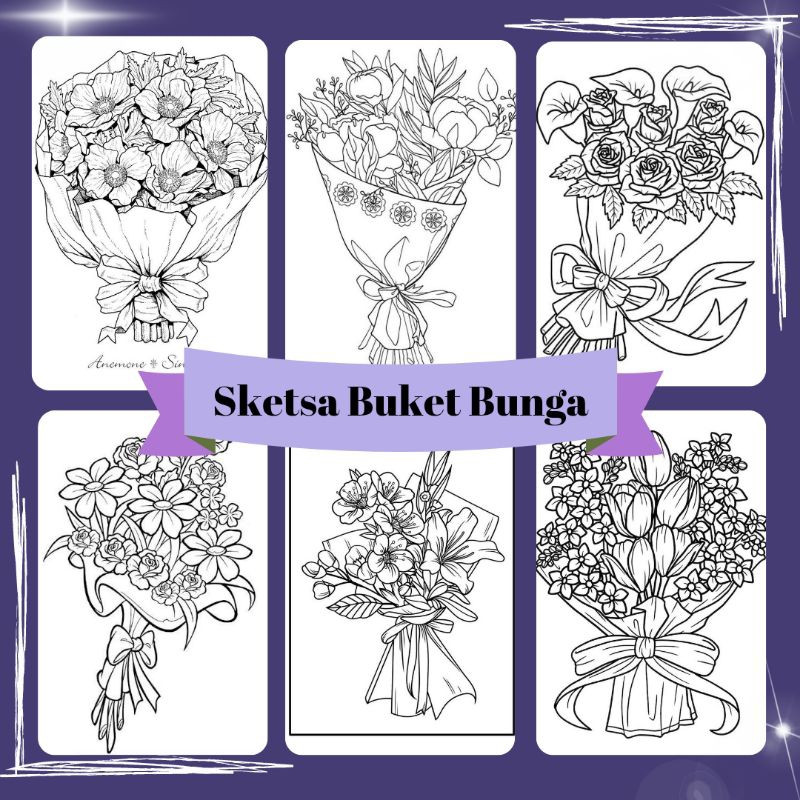 

Gambar Sketsa Mewarnai Tema Buket Bunga - 50 Lembar Hvs A4 80 gsm - Buku Mewarnai - Sketsa Mewarnai - Buku Gambar - Sketsa - Mewarnai - Lembaran Mewarnai