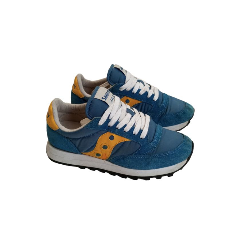 Saucony Jazz cw Stockholm Colourway Turquoise Blue Yellow Sneakers Original Second Sepatu Ori Saucon