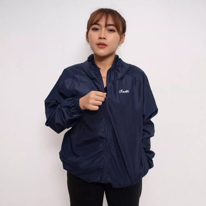 jaket running gym olahraga wanita parasut waterproof