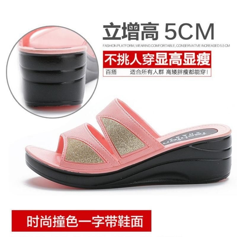 Sandal Slop Wedges Convers Strip Glitter Import High Quality