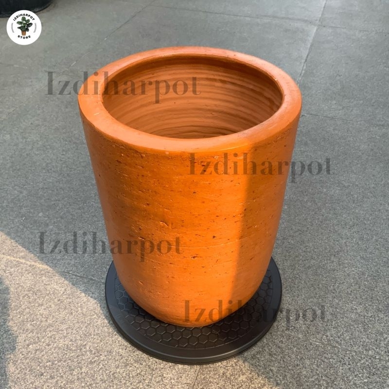 POT BUNGA TANAMAN GERABAH TANAH LIAT KAPSUL TINGGI TERRACOTTA POLOS D22 T30 - KAPSUL TERRACOTTA