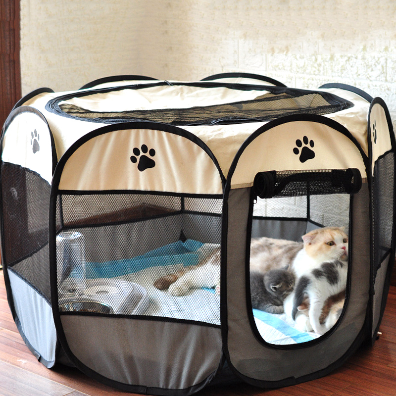 Kandang Kucing Besar Pagar Tenda Lipat Portabel Dengan 8 Panel Untuk Kucing Anjing Lipat Hewan Bahan Kain