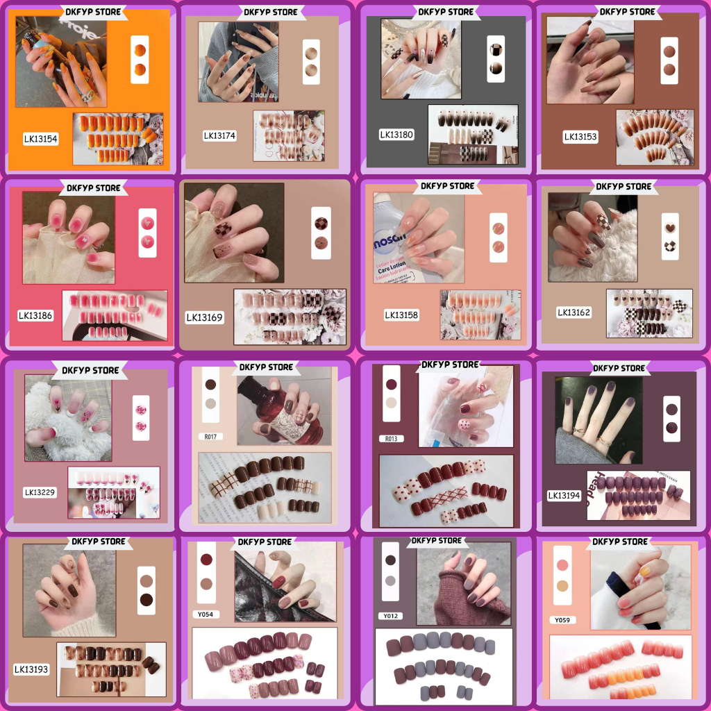 [✅ bisa COD] [✅ Gratis LEM dan KIKIR ] (DK0051) 24pcs/set Kuku Palsu Pendek Panjang Imitasi Nail Tip