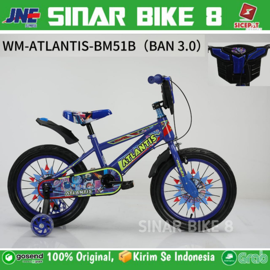 Sepeda Anak Laki BMX Atlantis 51B Ban Jumbo 2.50 Musik &amp; Lampu Ukuran 18 Inch