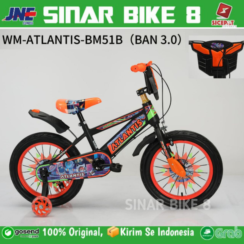 Sepeda Anak Laki BMX Atlantis 51B Ban Jumbo 2.50 Musik &amp; Lampu Ukuran 18 Inch