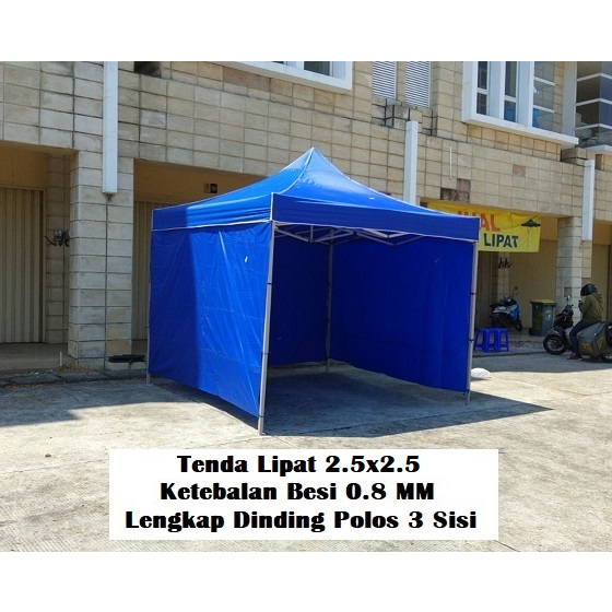 Tenda Lipat Ukuran 2.5x2.5 Besi Premium Lengkap Dinding Polos 3 Sisi