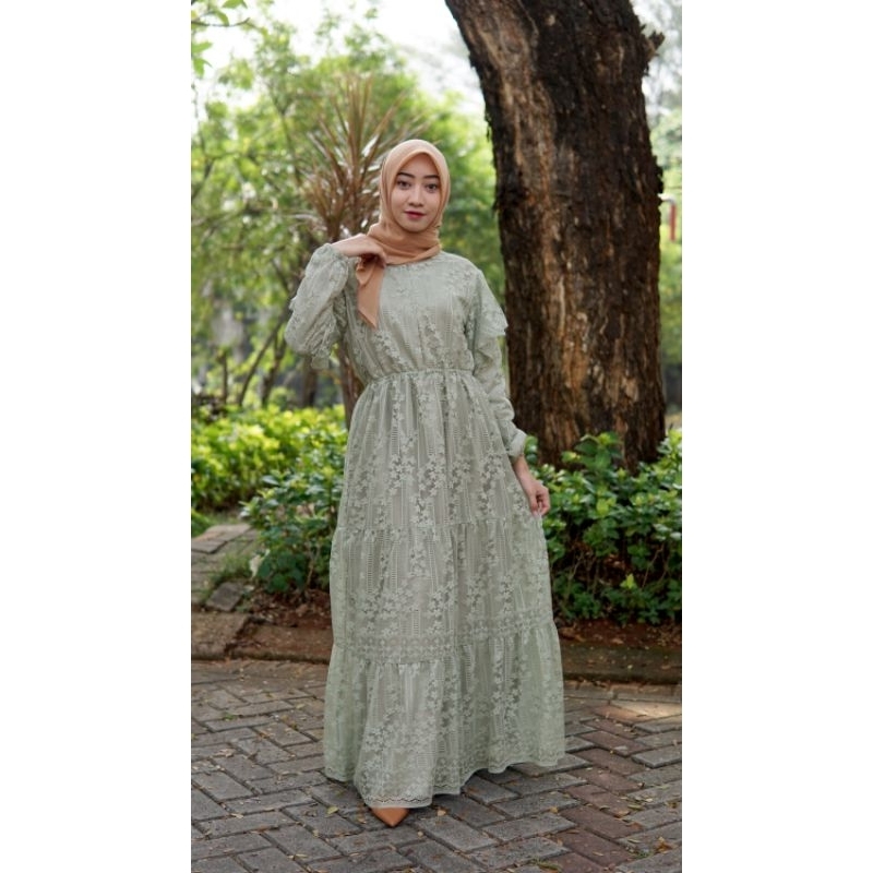 MARIZHA BRUKAT DRESS / DRESS LEBARAN / DRESS MEWAH / BUSUI FRIENDLY