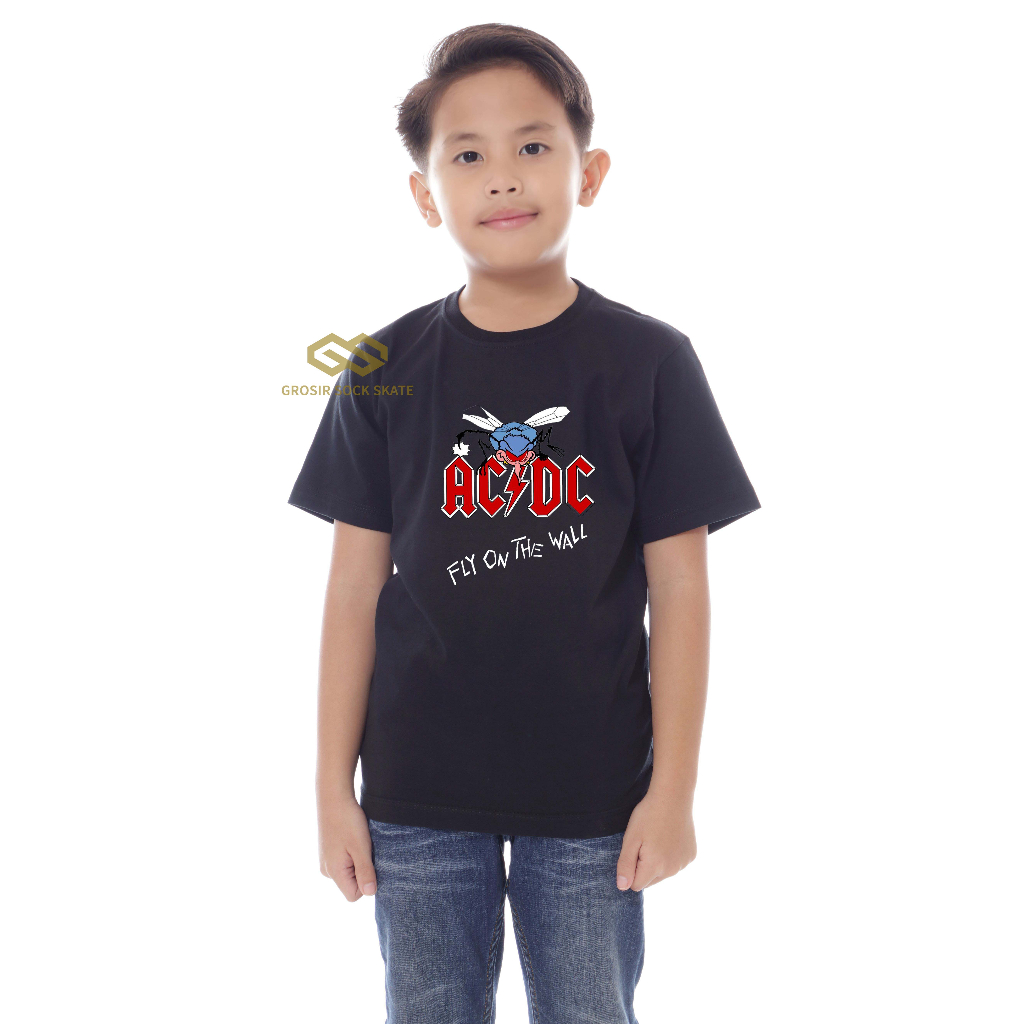 KAOS BAND ANAK/ KAOS KATUN ACDC FLY ON THE WALL MUSIK USIA 1-12 TAHUN