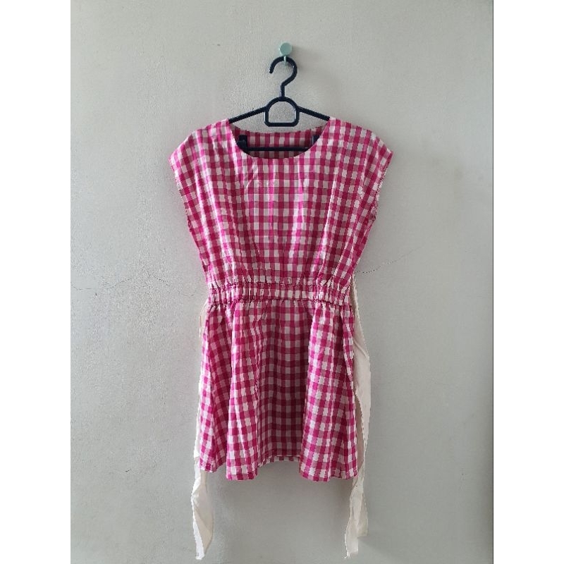 Tunik kotak2 pink (Preloved)