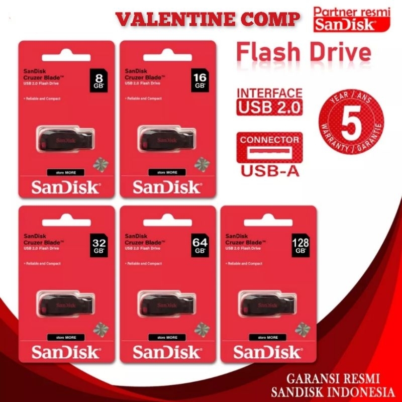 Flash Disk SanDisk Blade CZ50 8GB / 16GB / 32GB / 64GB / 128GB Original Garansi Resmi