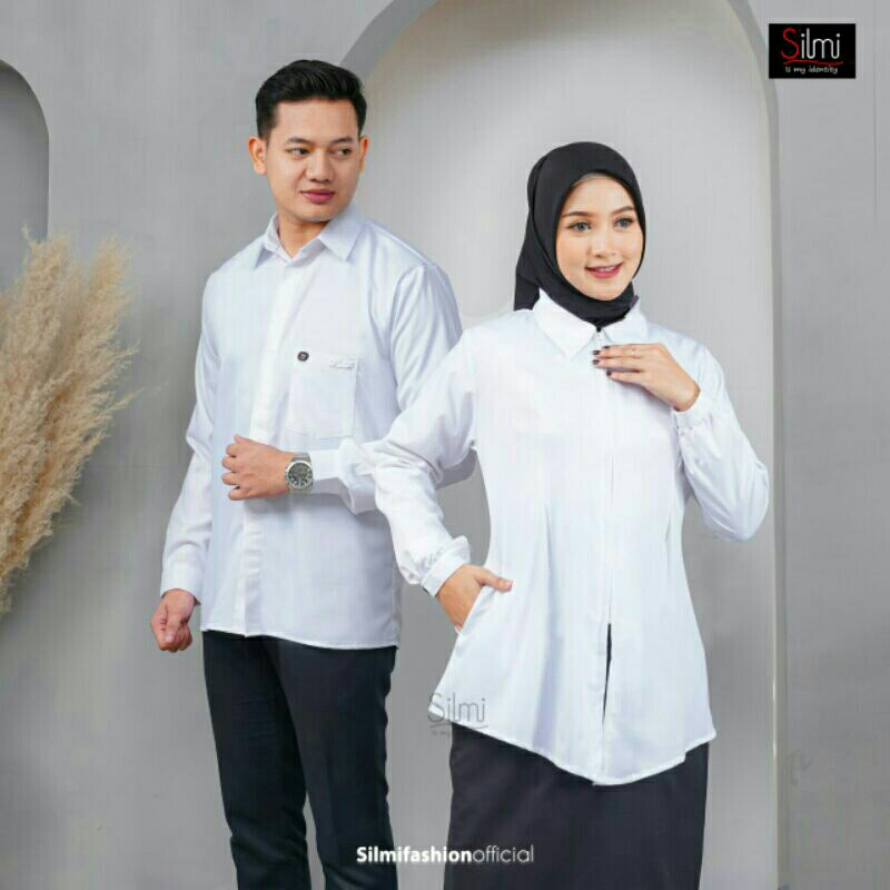 KEMEJA COUPLE PUTIH ADEN LUNA ORIGINAL SILMI FASHION ATASAN BLOUSE BAJU BUSANA MUSLIM WANITA BUSUI P