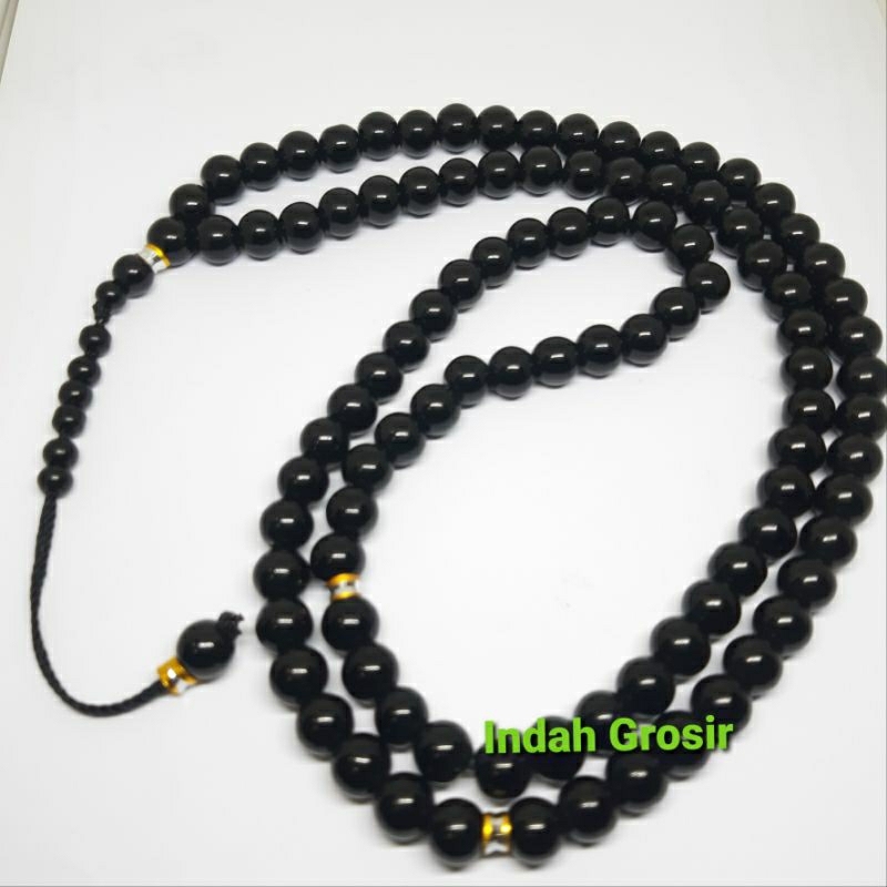 Tasbih batu black onex 10mm 99butir pembatas combinasi