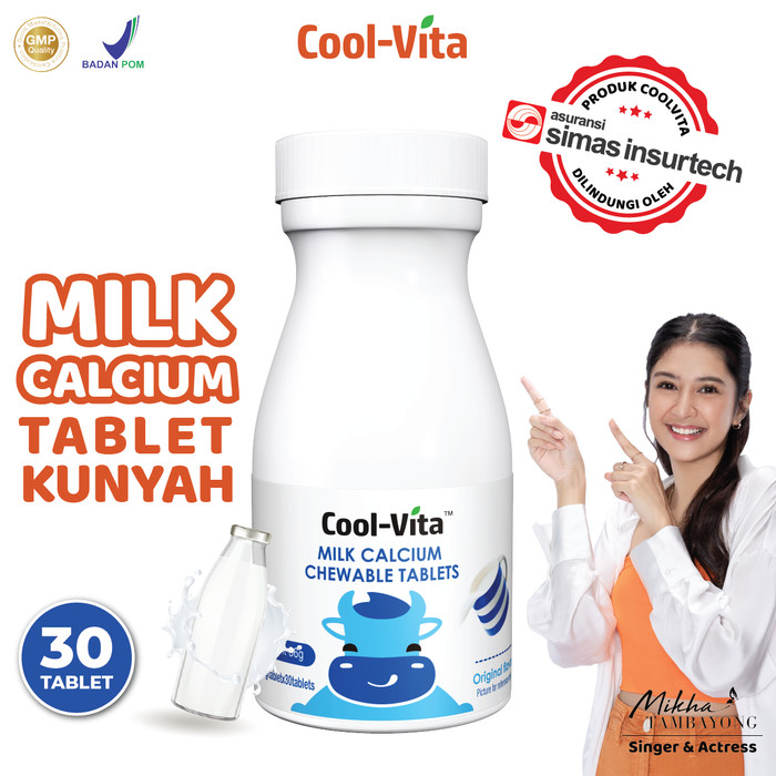 【READY STOK SIAP KIRIM】CoolVita Milk Calcium Chewable (Kunyah) Rasa Original Flavor isi 30 Tablets