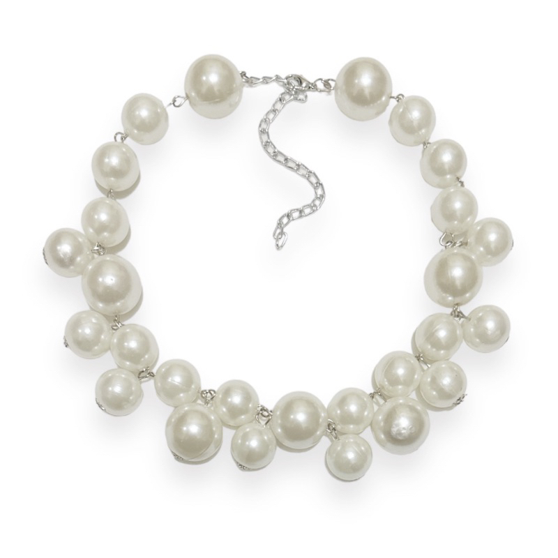 Marcella Pearl Statement Collar Necklace Kalung Mutiara Gaya Victorian Big Pearl