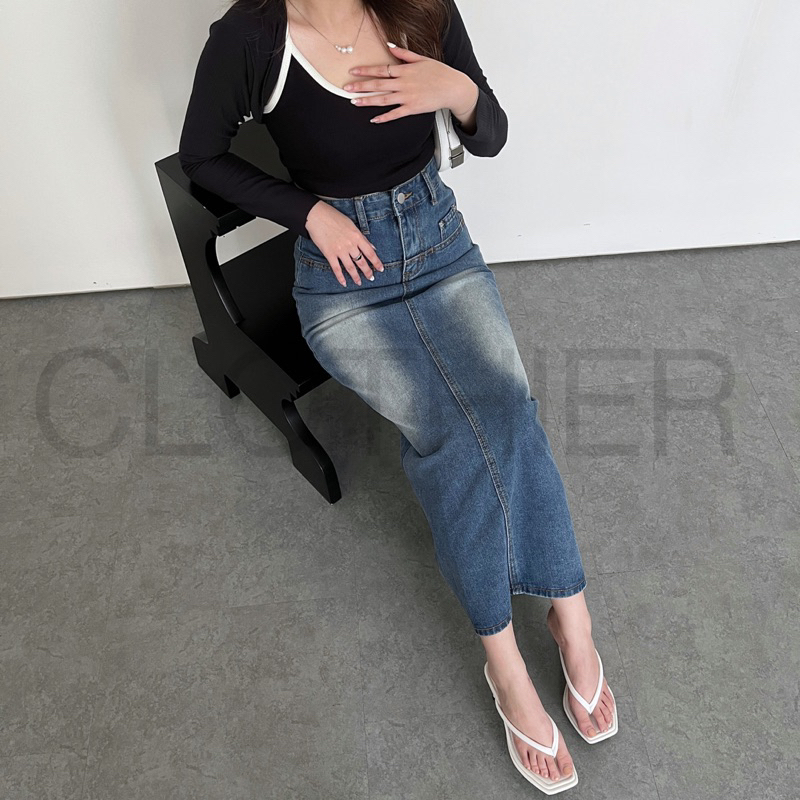 CLOTHIER | Lily Maxi Denim Skirt